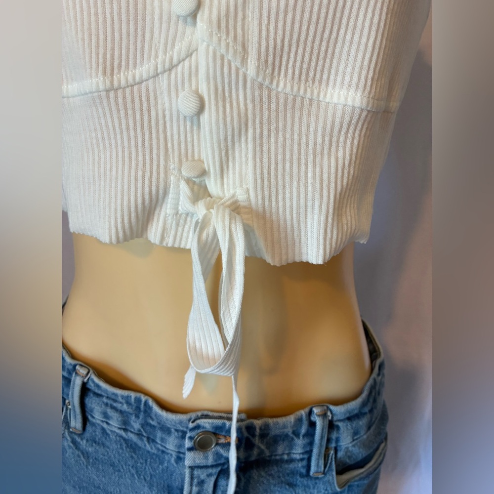 Cider White Ribbed Button-Down Tank Top - Picture 3 of 6